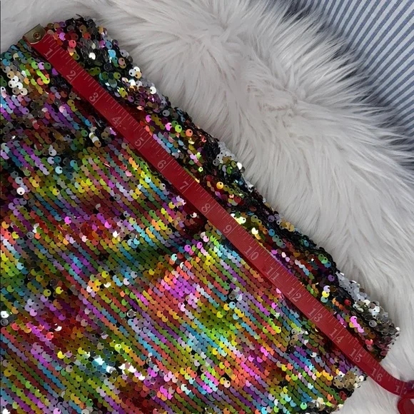 Wild Fable Multicolor Sequin Top Size L Festival Clubwear Sparkly Strapless Y2K - Picture 7 of 8